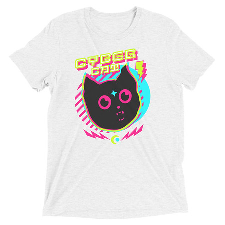 Cyber Cat - Neon Color Unisex Tri-Blend T-Shirt