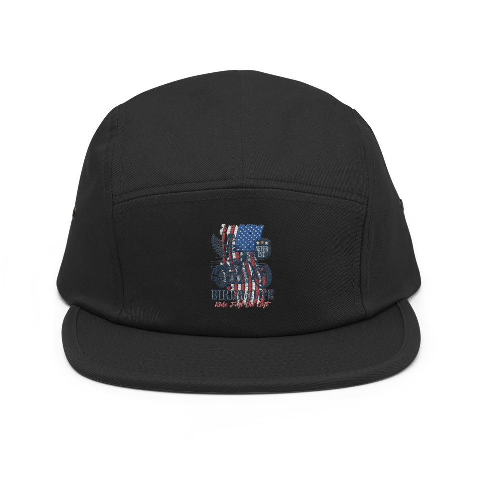 American Biker for Life 5 Panel Cap