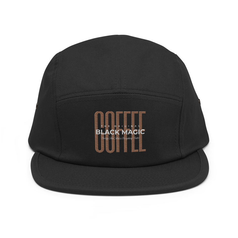 Black Magic - Minimal Modern Coffee Quote 5 Panel Cap