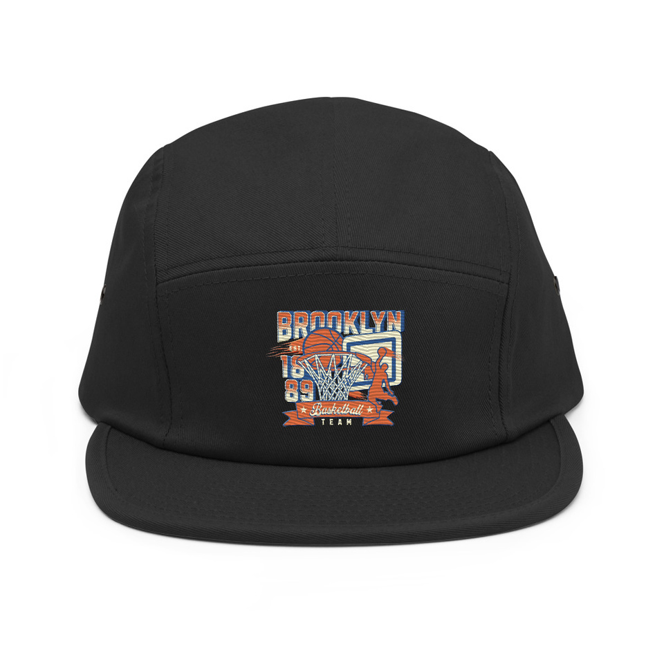 Brooklyn Basketball Team - Athletic Sports 5 Panel Cap
