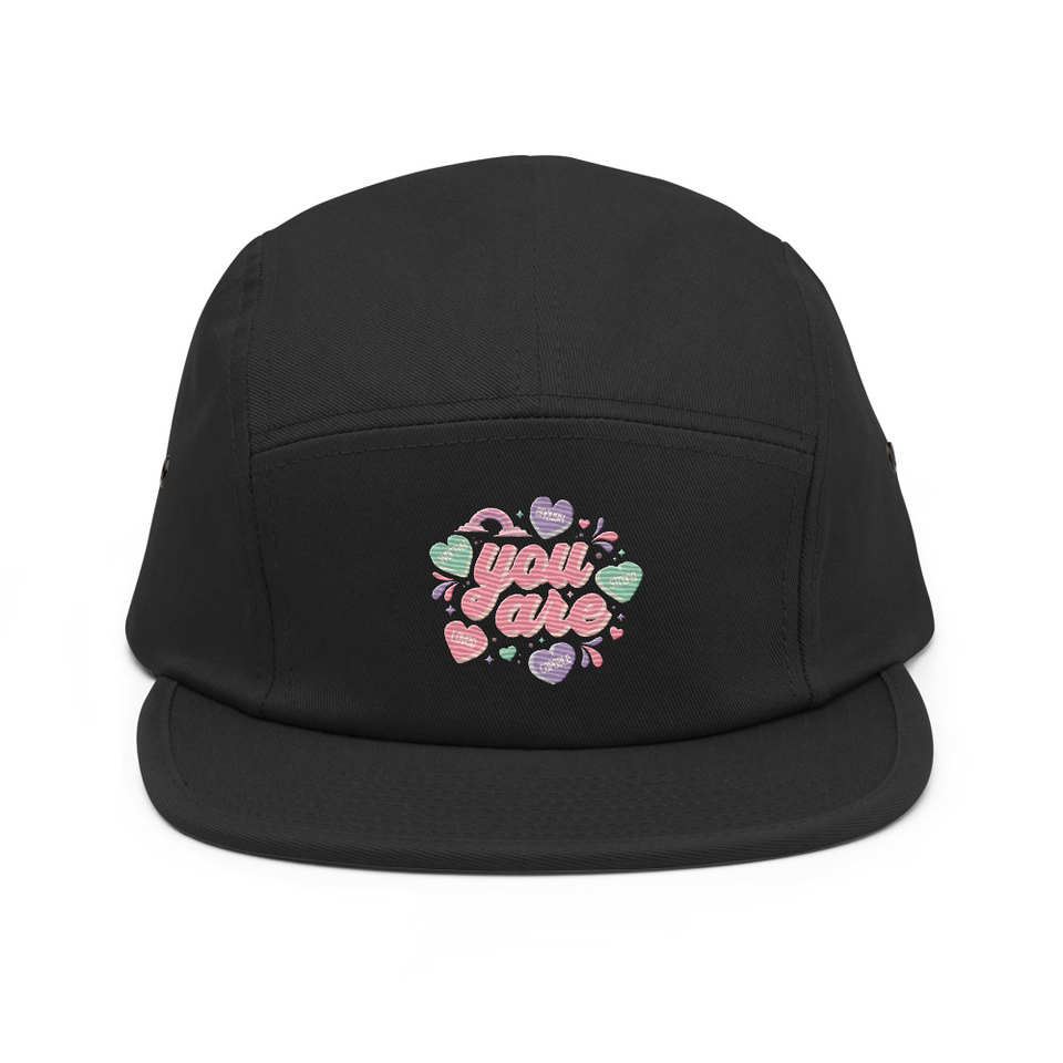 Colorful Self Love Affirmation - Heart 5 Panel Cap