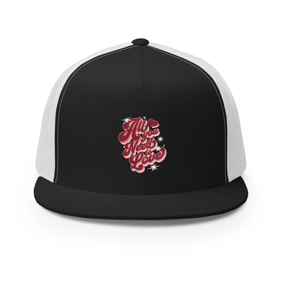 All You Need is Love - Retro Valentines Day 5 Panel Trucker Cap