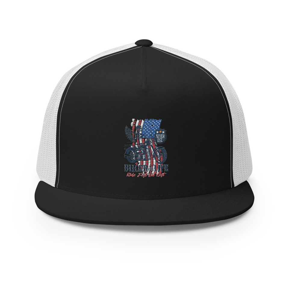 American Biker for Life 5 Panel Trucker Cap