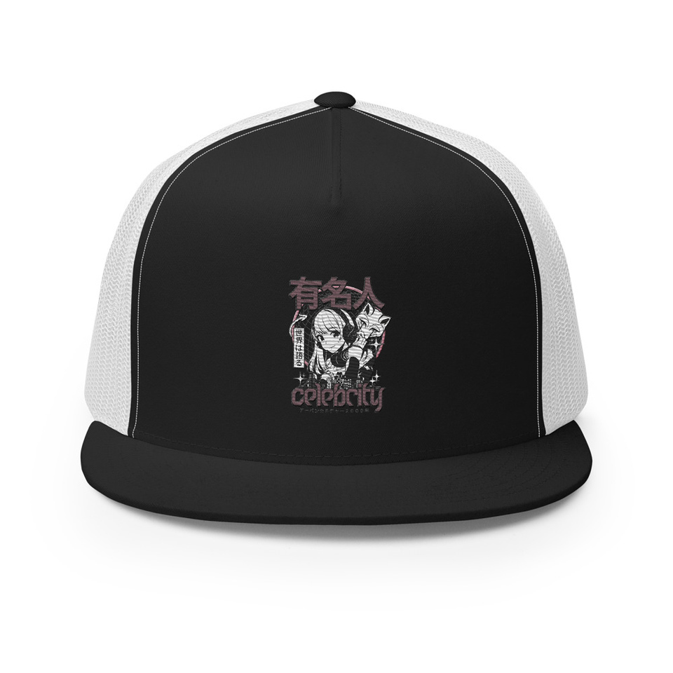 Anime Celebrity Girl - Japanese Cyber Streetwear 5 Panel Trucker Cap