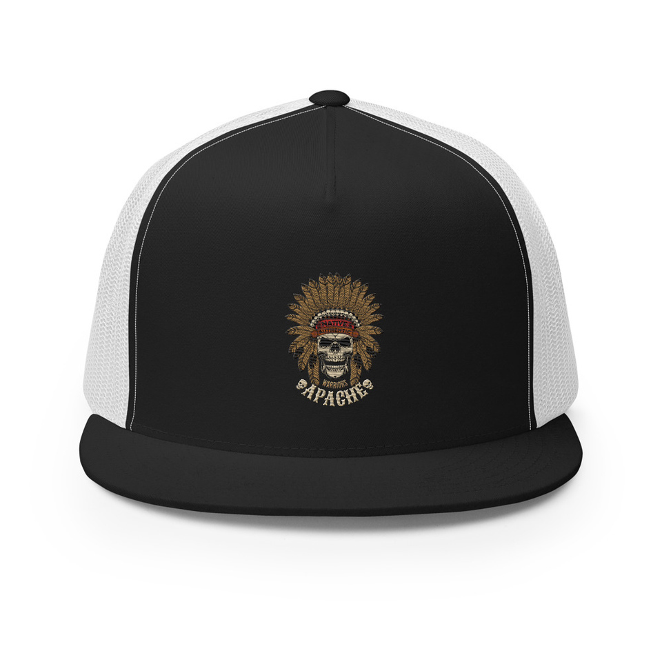 Apache Warriors - Indian Skull 5 Panel Trucker Cap