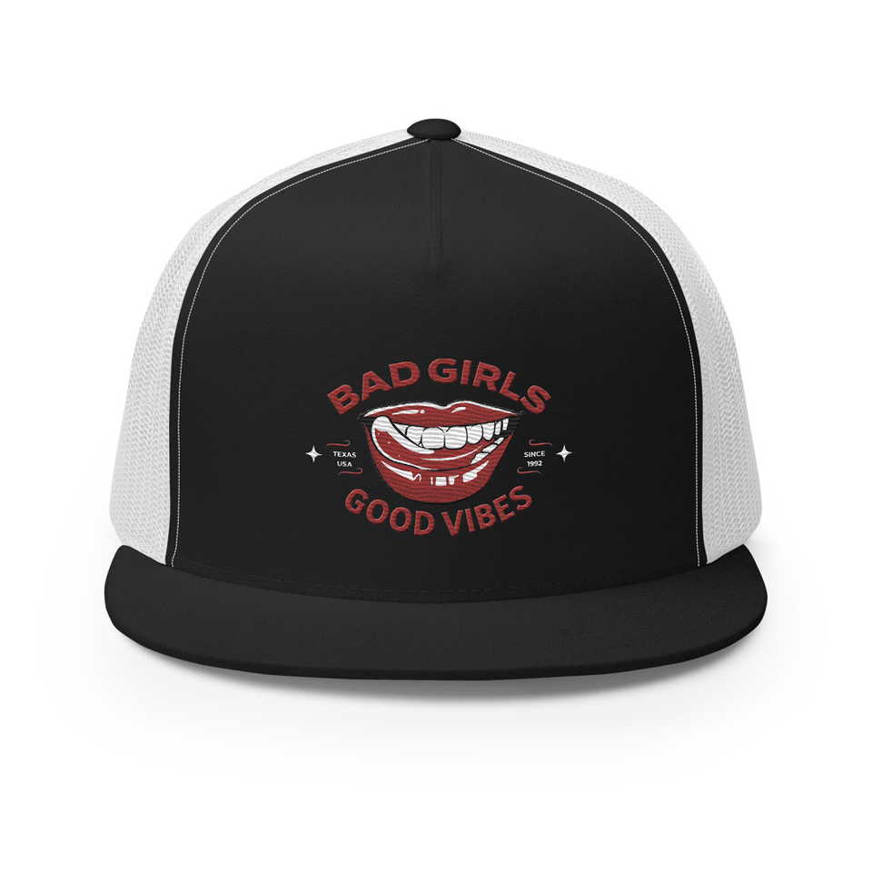 Bad Girls Good Vibes - Sexy Lips 5 Panel Trucker Cap