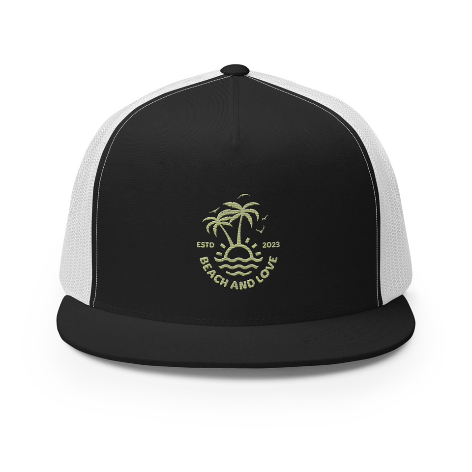 Beach and Love 5 Panel Trucker Cap