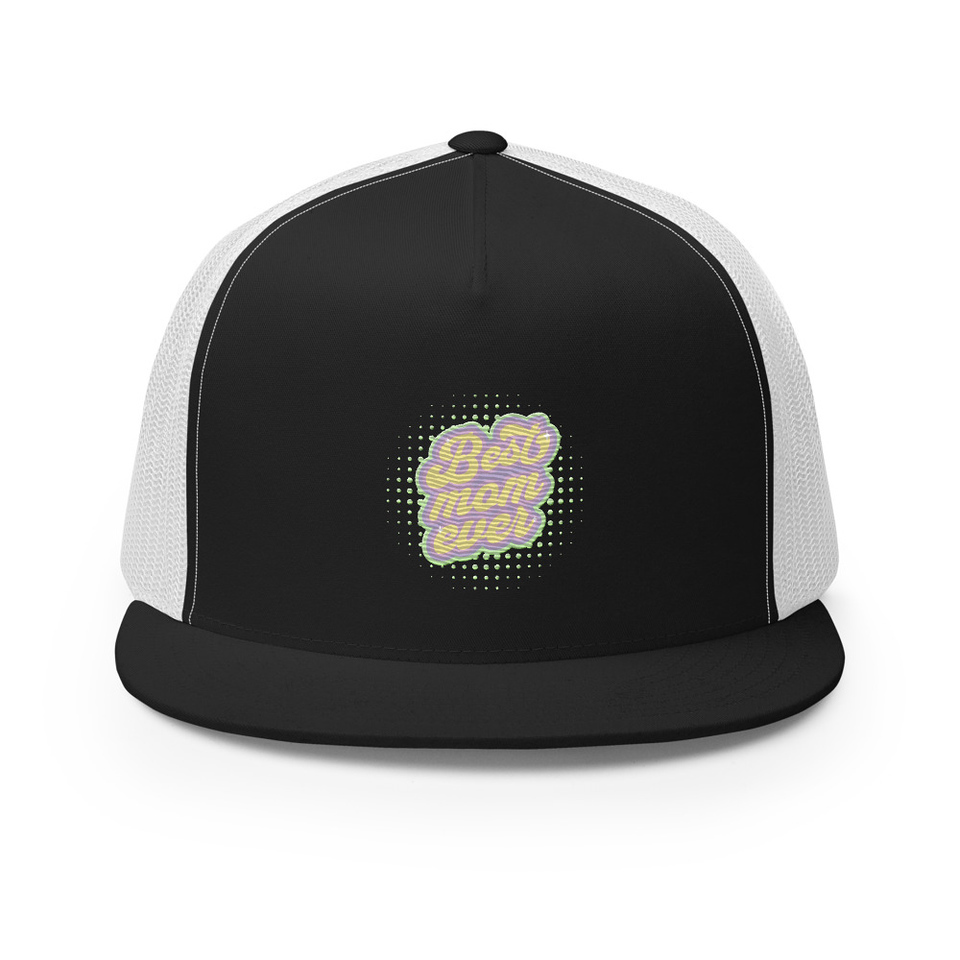 Best Mom Ever - Retro Typography 5 Panel Trucker Cap