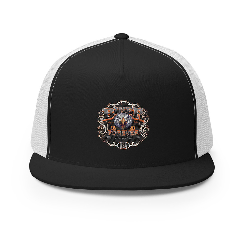 biker forever 5 Panel Trucker Cap