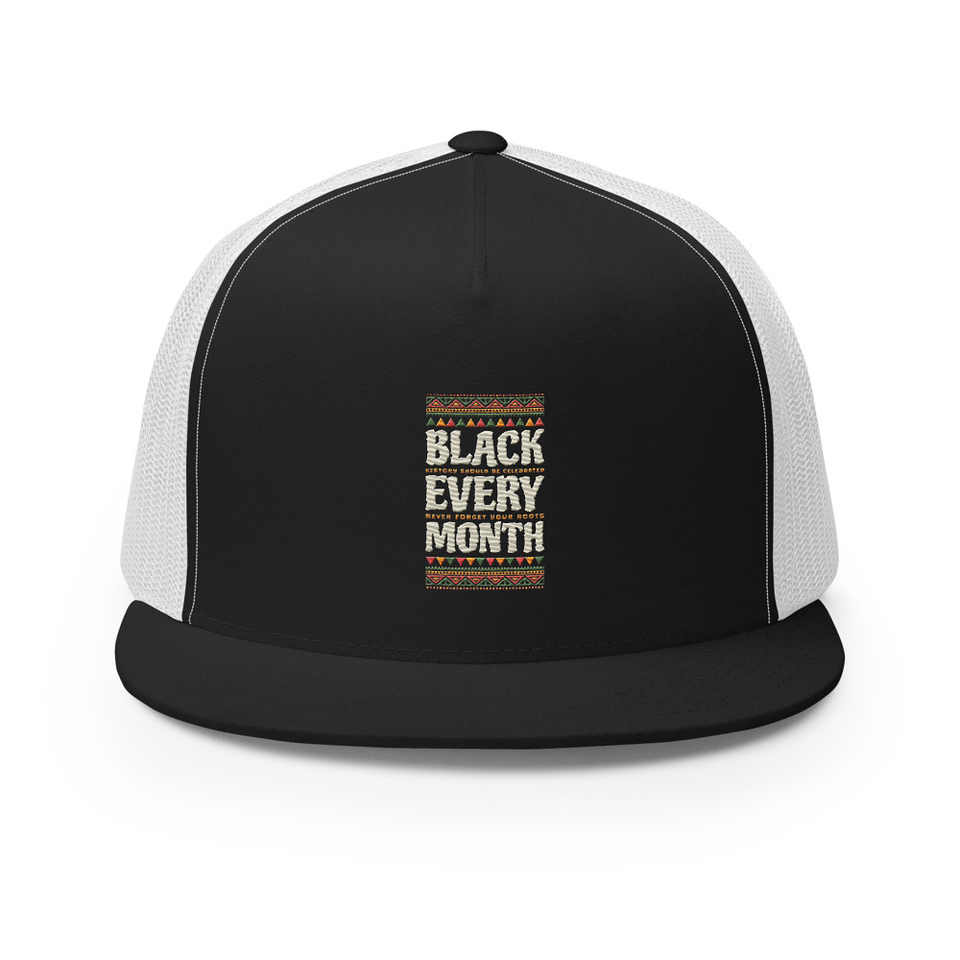 Black Every Month - African American History 5 Panel Trucker Cap