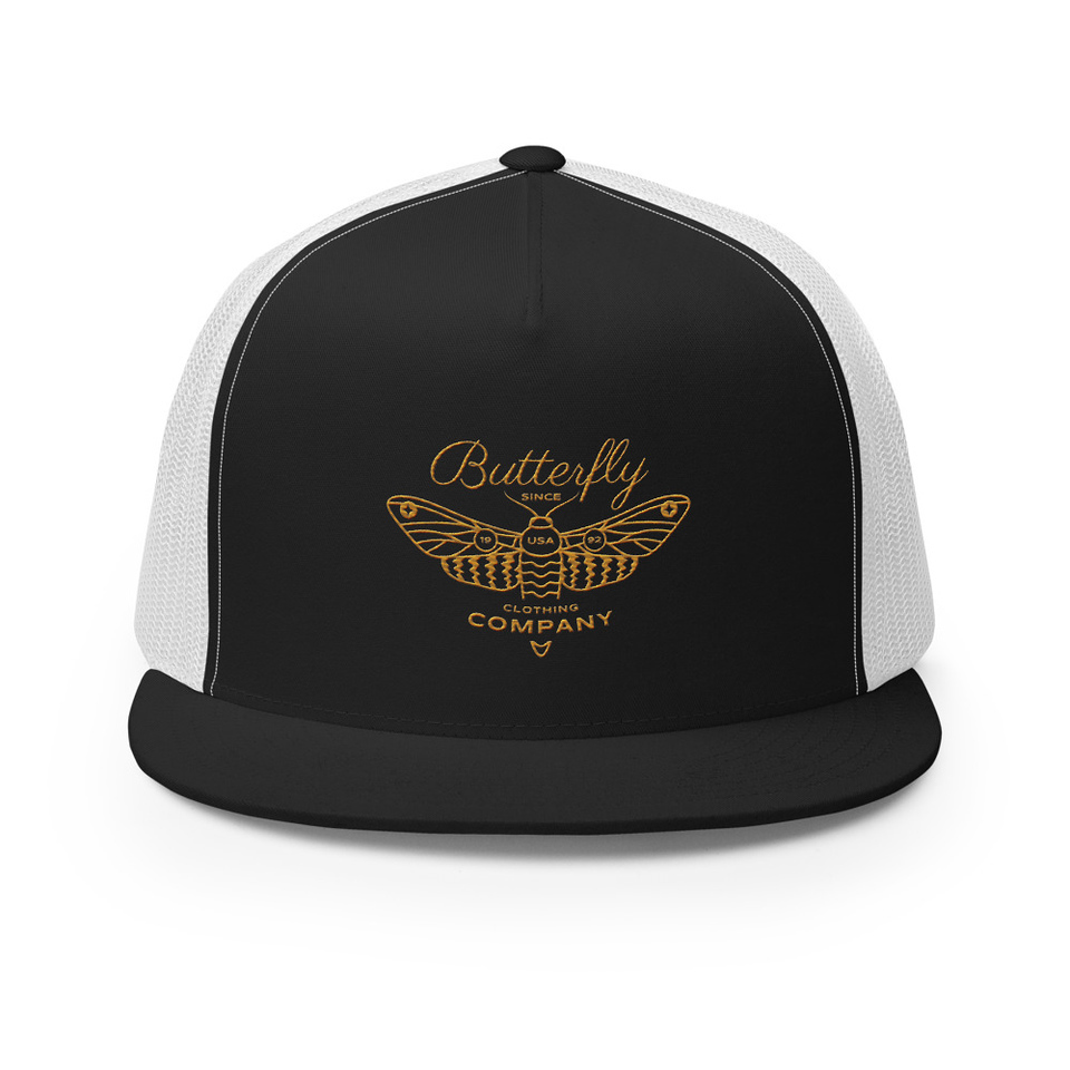 Blue Butterfly - Minimal 5 Panel Trucker Cap