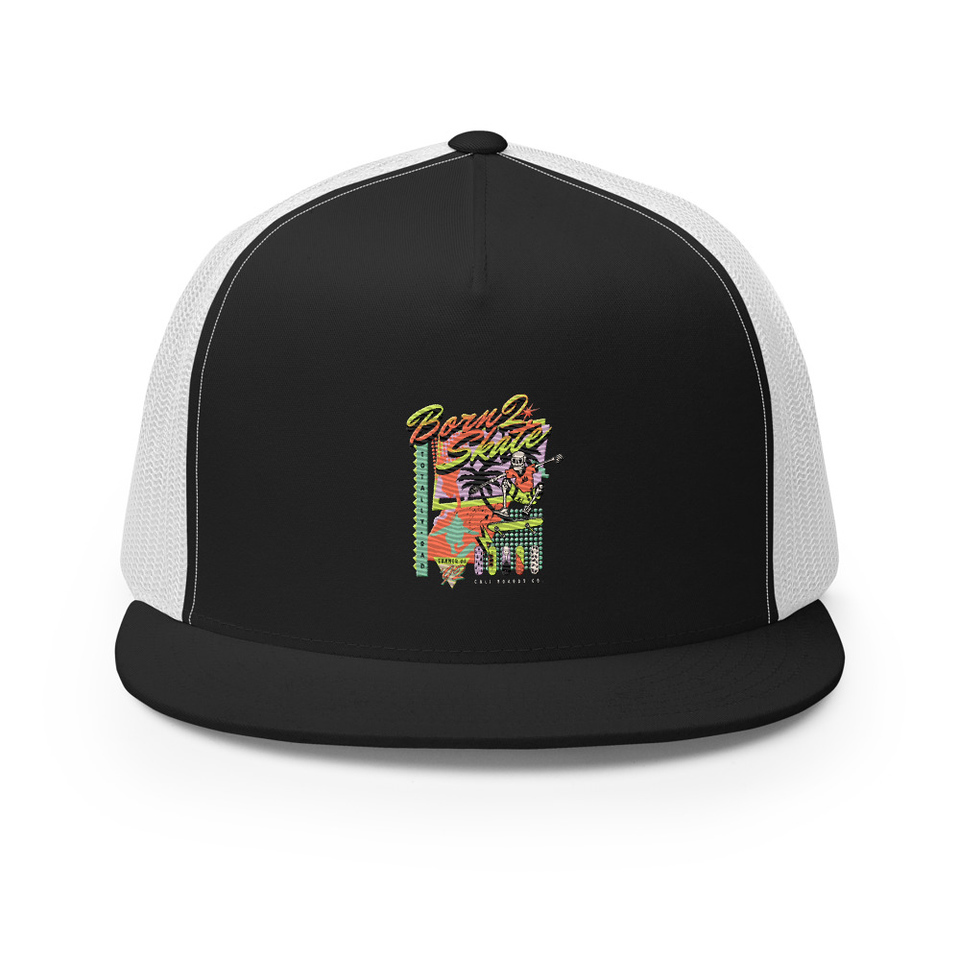 Born 2 Skate - Retro Skeleton 5 Panel Trucker Cap