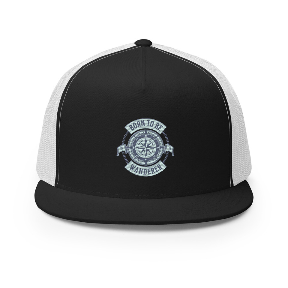 Born to be Wanderer - Compass 5 Panel Trucker Cap