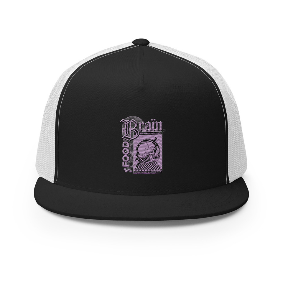 Brain Food - Y2K Skull Streetwear 5 Panel Trucker Cap