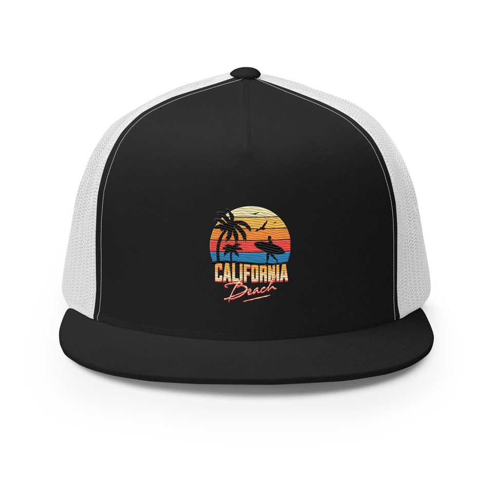 California Beach - Retro Surf 5 Panel Trucker Cap