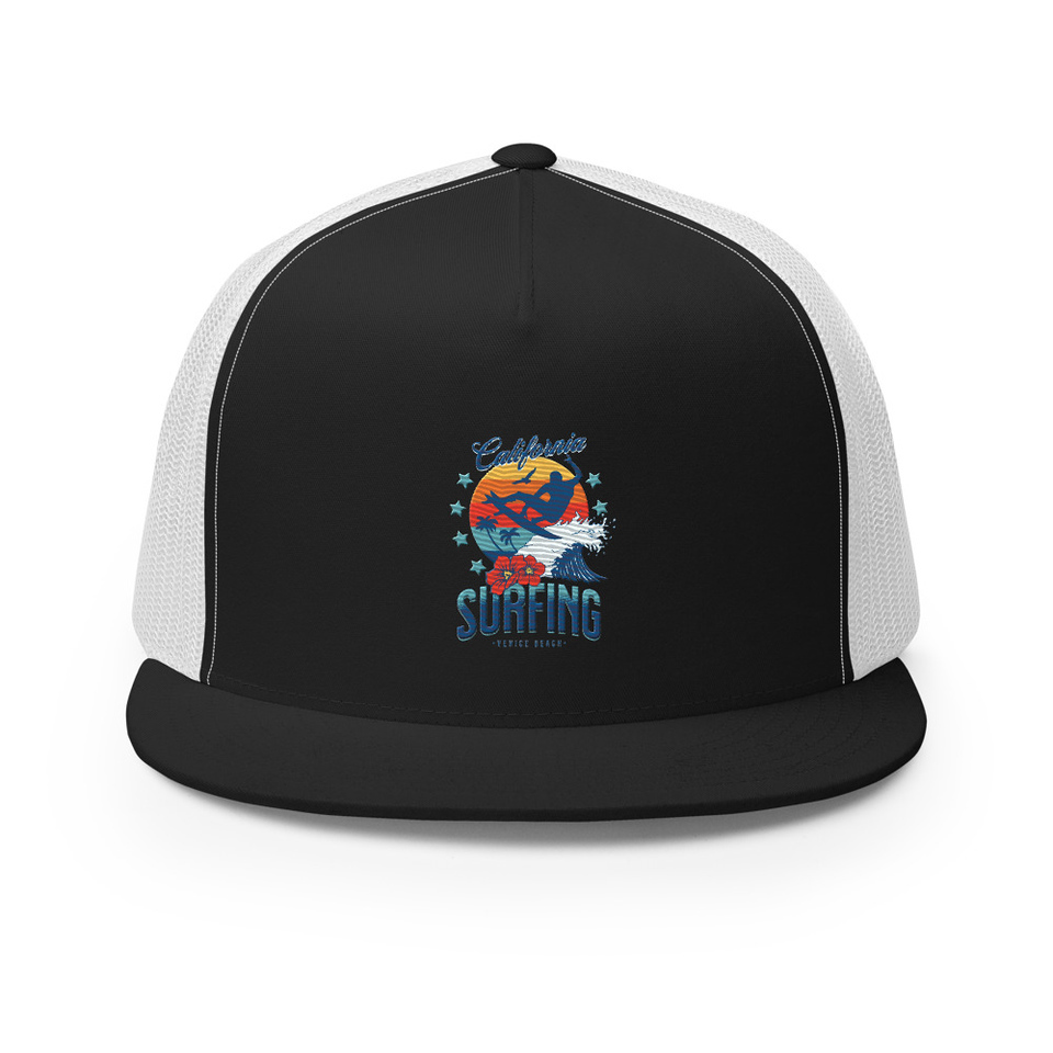 California Surfing - Palm Beach 5 Panel Trucker Cap