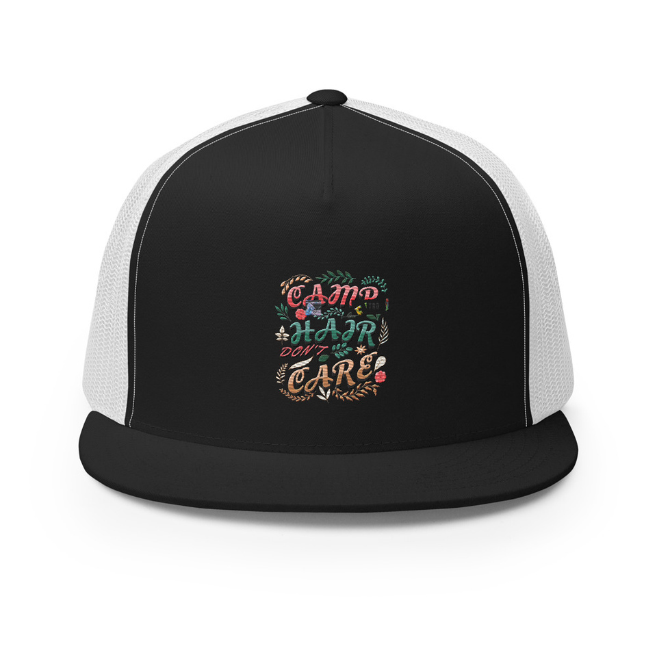 Camp Hair Don't Care 5 Panel Trucker Cap