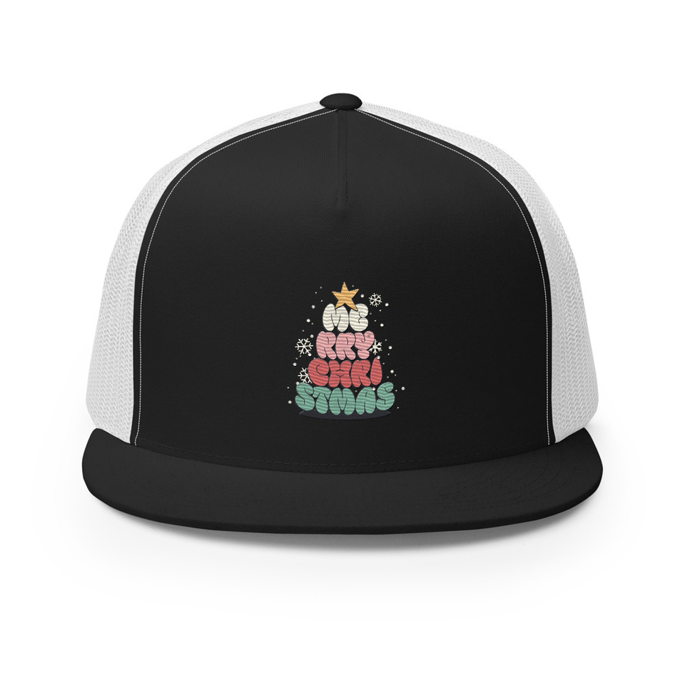 Cartoony Christmas Tree 5 Panel Trucker Cap