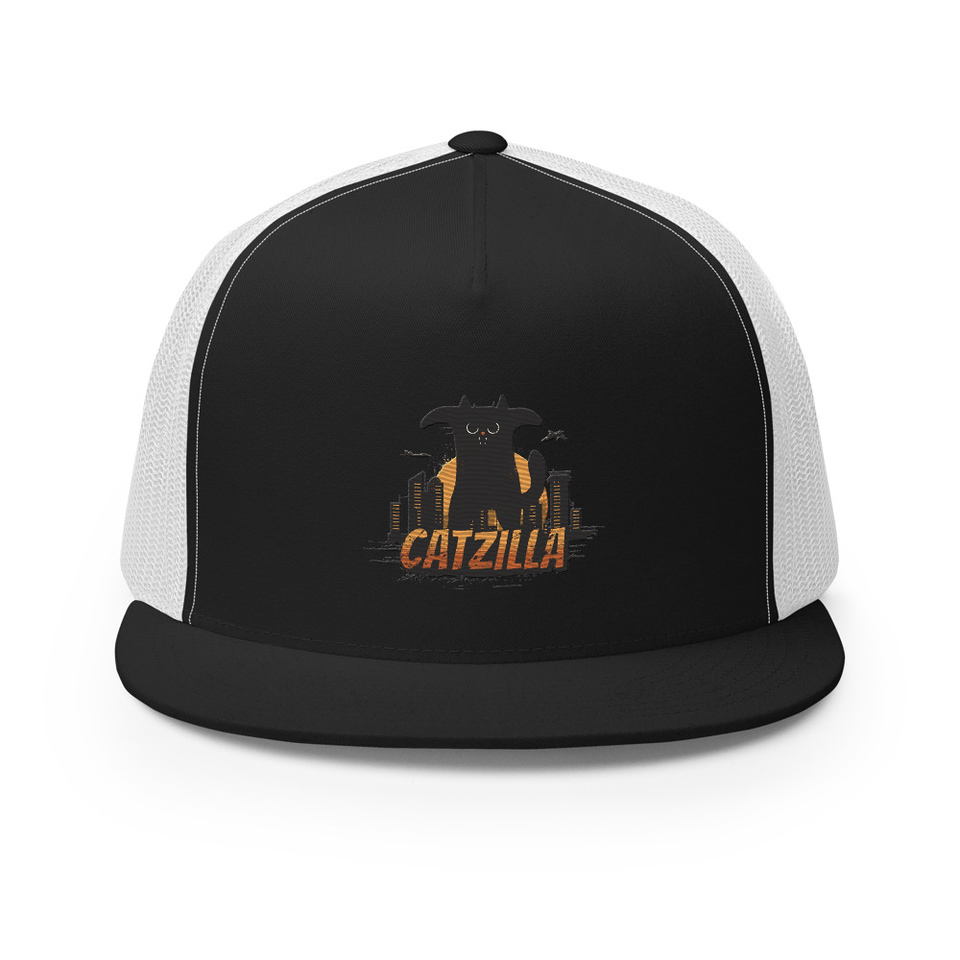 Catzilla - Funny Comic Animal 5 Panel Trucker Cap