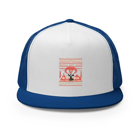 Christmas Shall Not Pass - Flaming Wizard 5 Panel Trucker Cap