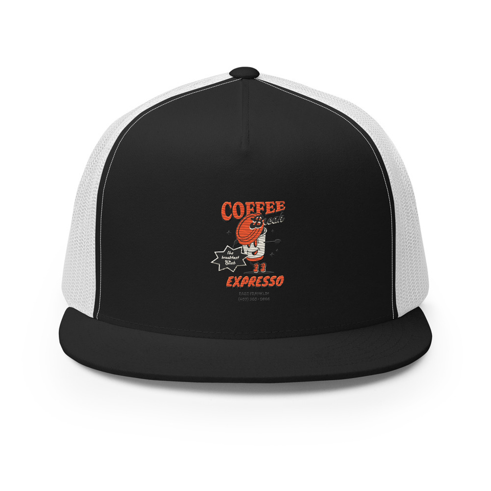 Coffee Break Cartoon Retro 90s  5 Panel Trucker Cap