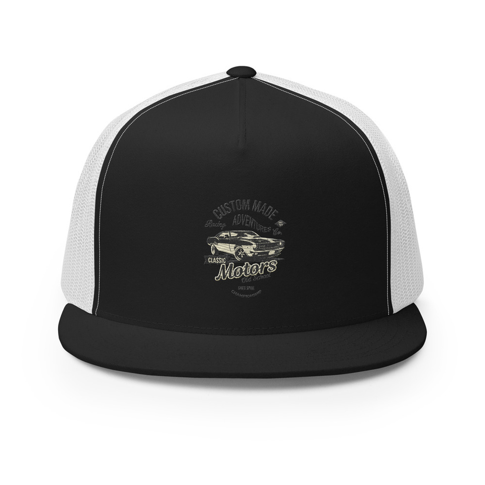 Custom Made Adventures Motors Old School 5 Panel Trucker Cap