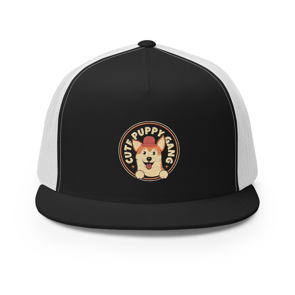Cute Puppy Gang - Corgi 5 Panel Trucker Cap