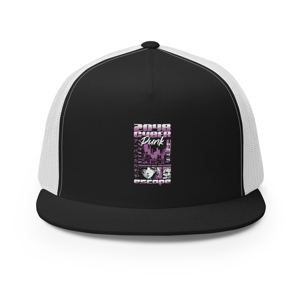 Cyber Punk Escape - Japanese Anime 5 Panel Trucker Cap