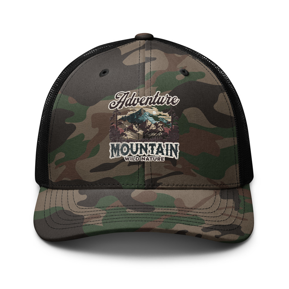 Adventure Mountain Wild Nature Camouflage Trucker Hat