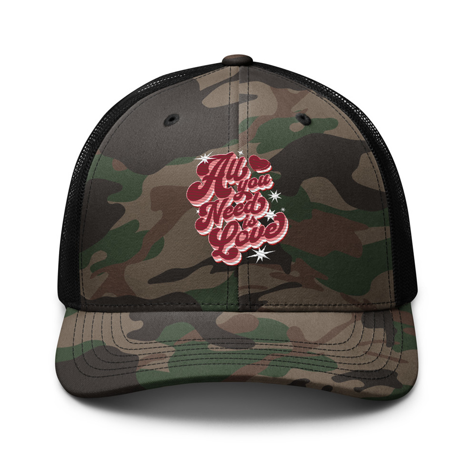 All You Need is Love - Retro Valentines Day Camouflage Trucker Hat