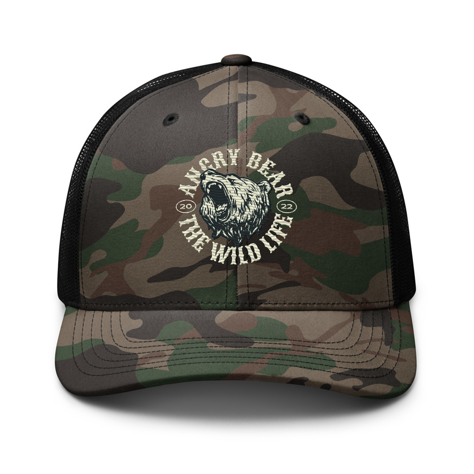 Angry Bear - Wild Life Animal Camouflage Trucker Hat