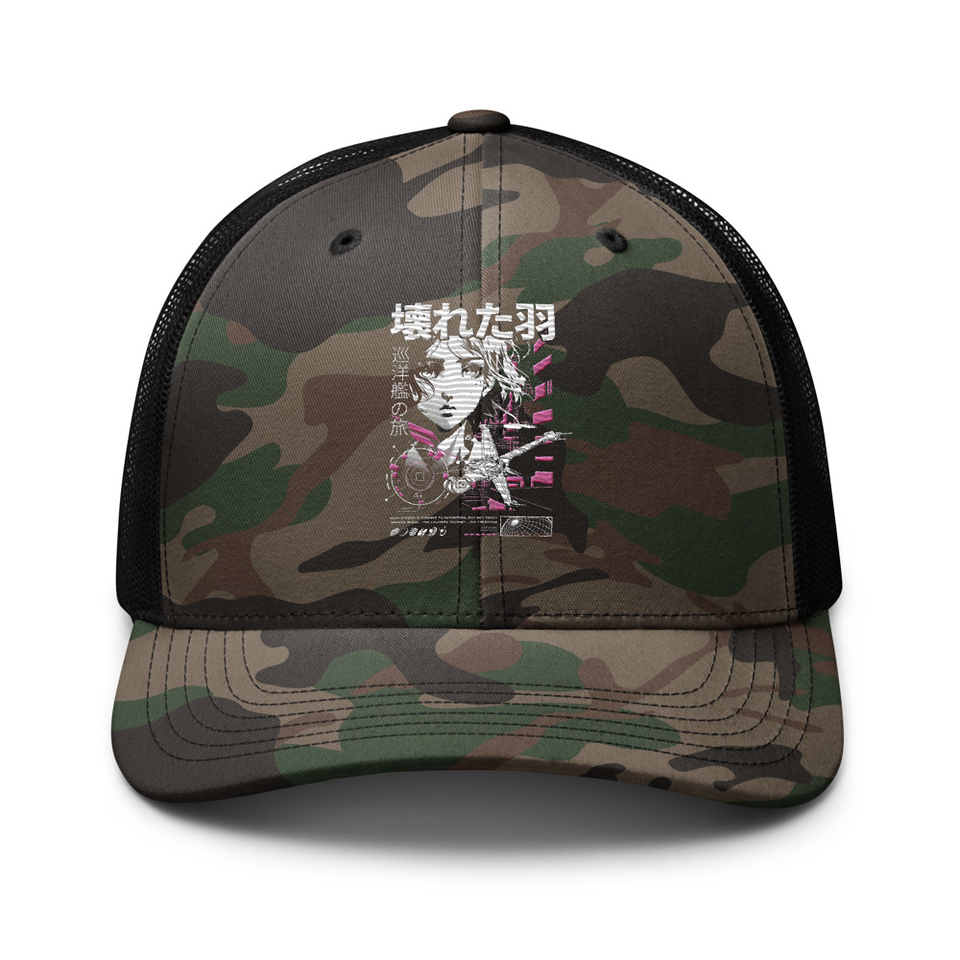 Anime Broken Wings - Neon Japanese Style Camouflage Trucker Hat
