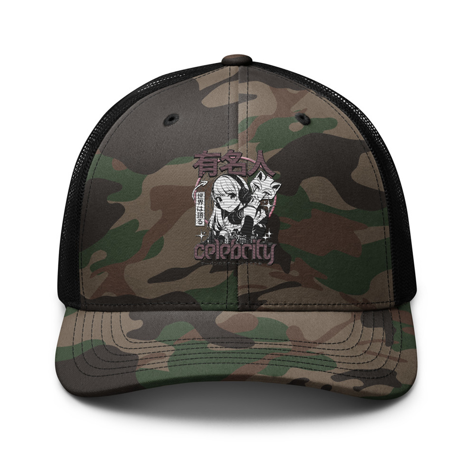 Anime Celebrity Girl - Japanese Cyber Streetwear Camouflage Trucker Hat