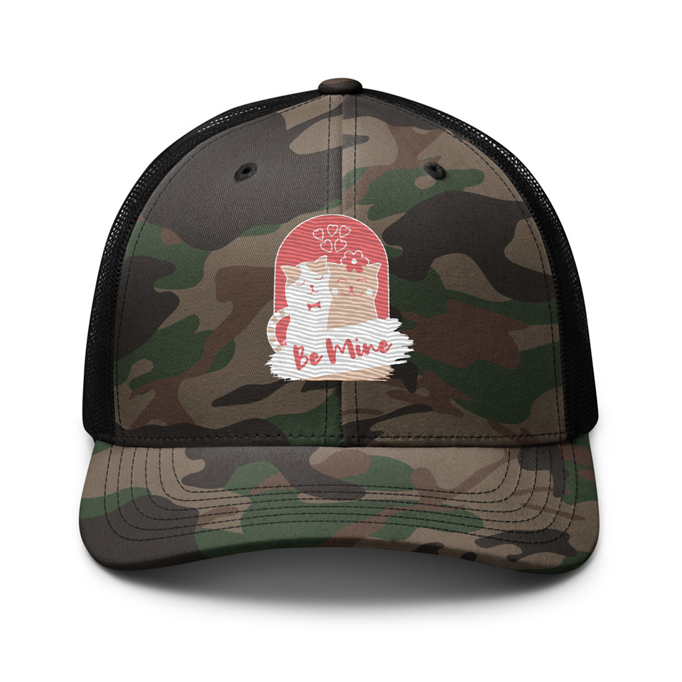 Be Mine - Cute Cat Couple Camouflage Trucker Hat