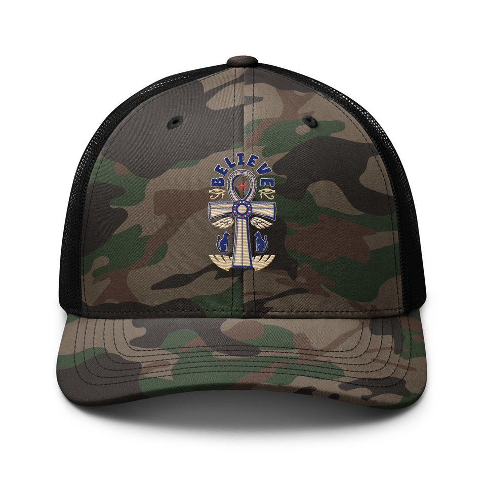 Believe  - Faith Symbol Camouflage Trucker Hat
