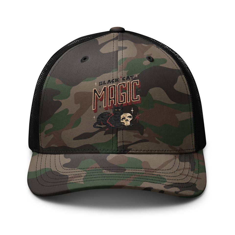 Black Cat Magic Camouflage Trucker Hat