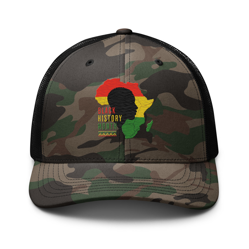Black History Month - African Continent Camouflage Trucker Hat