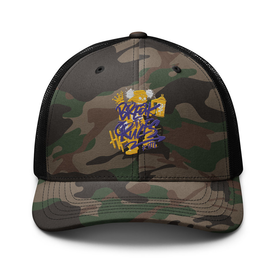 Break the Rules Graffiti - Spray Paint Camouflage Trucker Hat