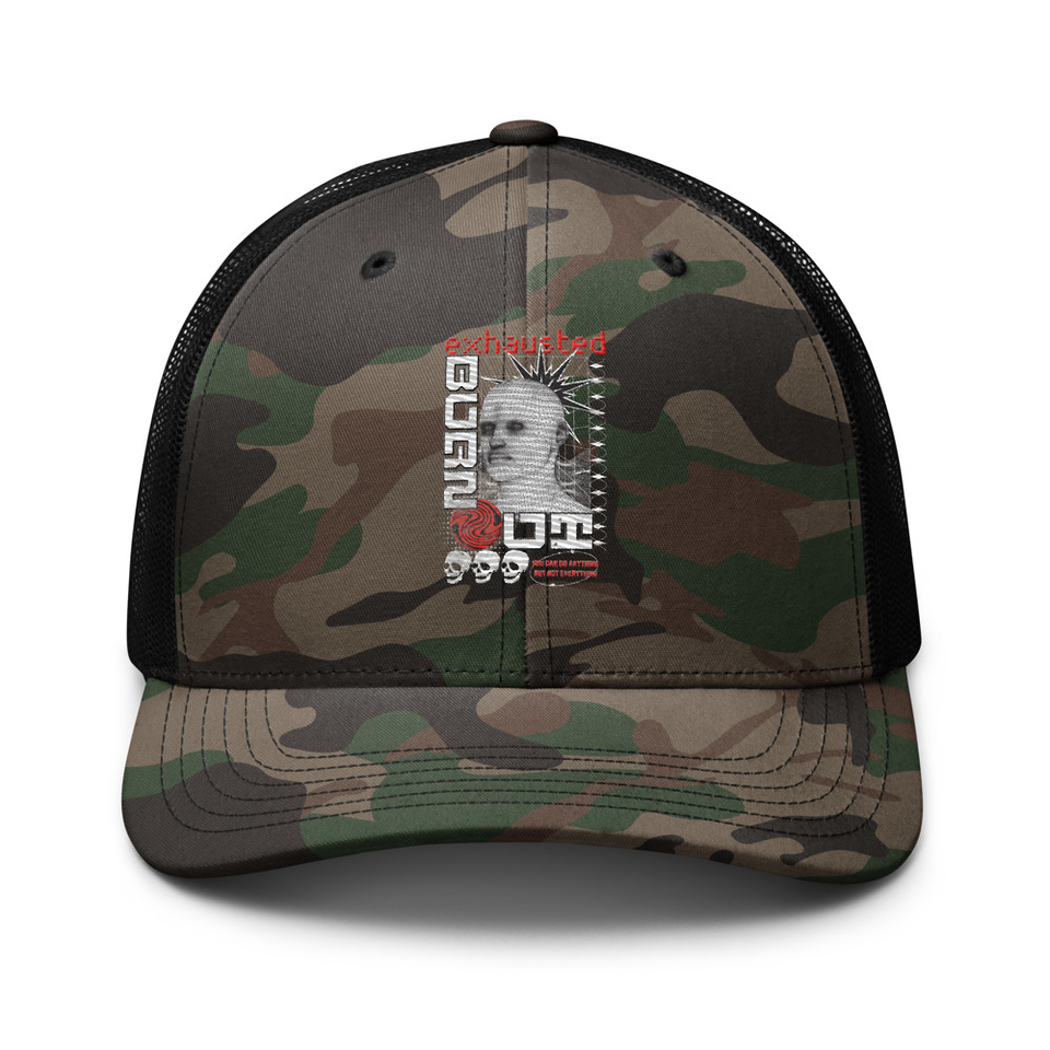 Burn Out - Futuristic 3D Head Camouflage Trucker Hat
