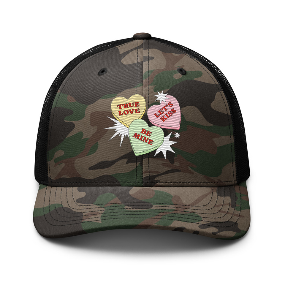 Candy Hearts - Valentine's Day Camouflage Trucker Hat