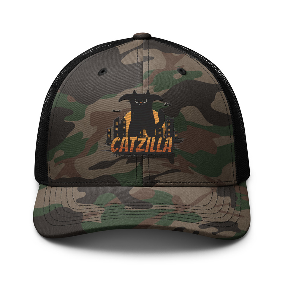 Catzilla - Funny Comic Animal Camouflage Trucker Hat