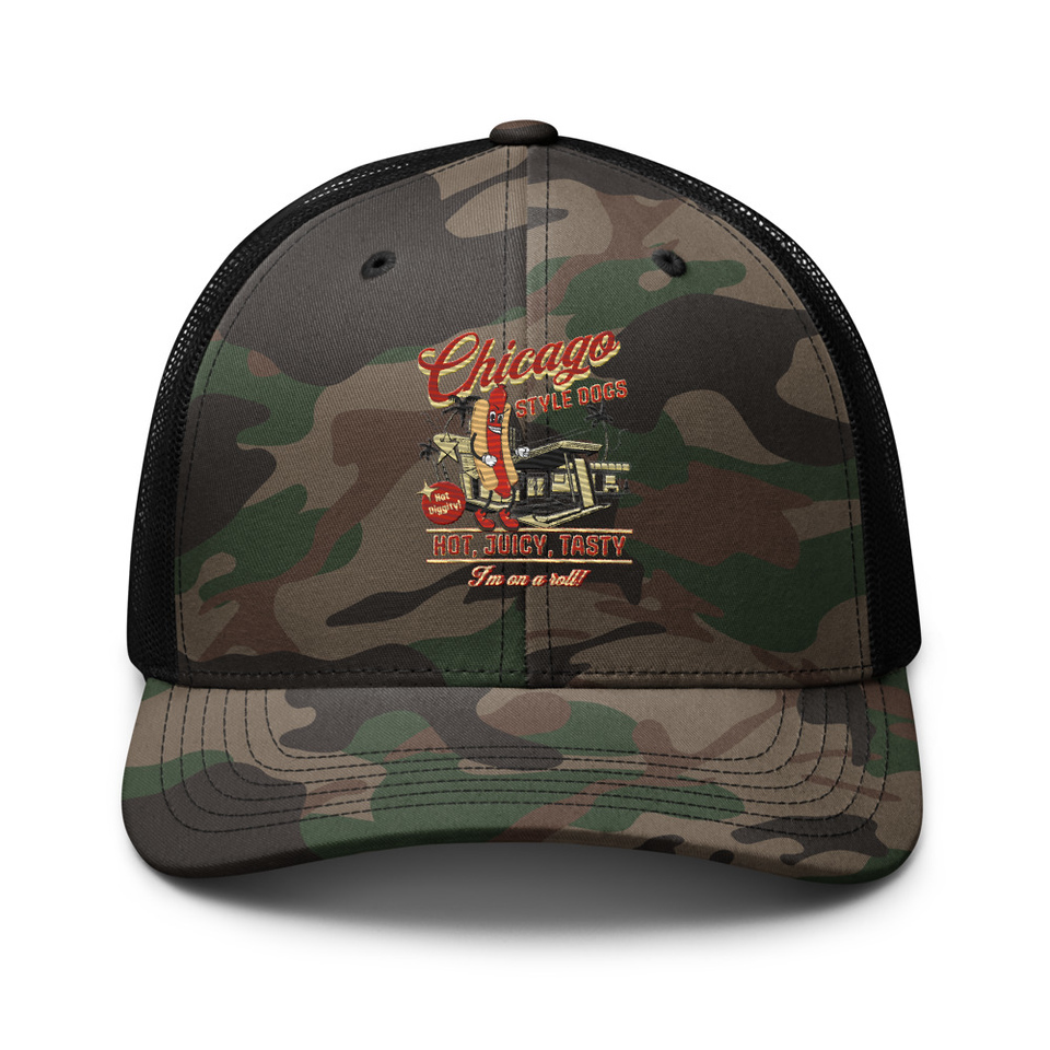 Chicago Style Hot Dogs Camouflage Trucker Hat