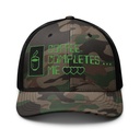 Coffee Completes Me - Neon Heart Camouflage Trucker Hat