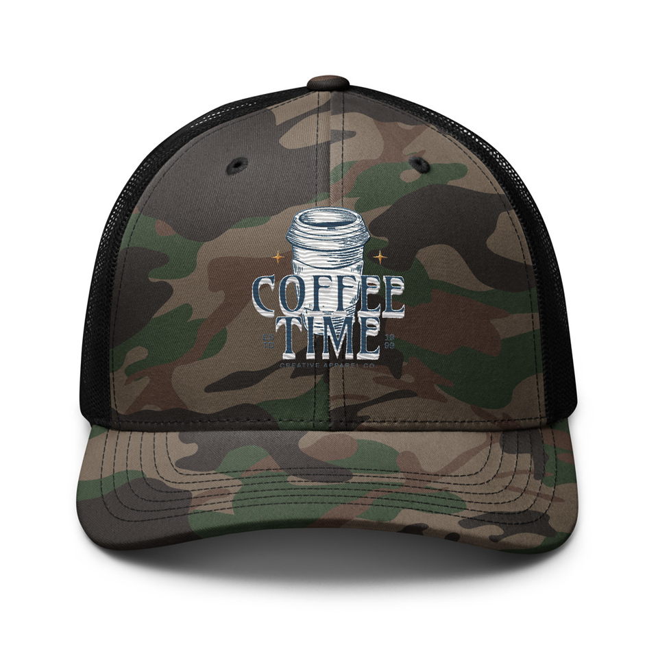 Coffee Time Camouflage Trucker Hat