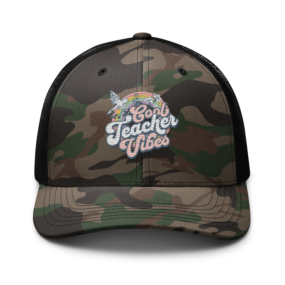 Cool Teacher Vibes Camouflage Trucker Hat