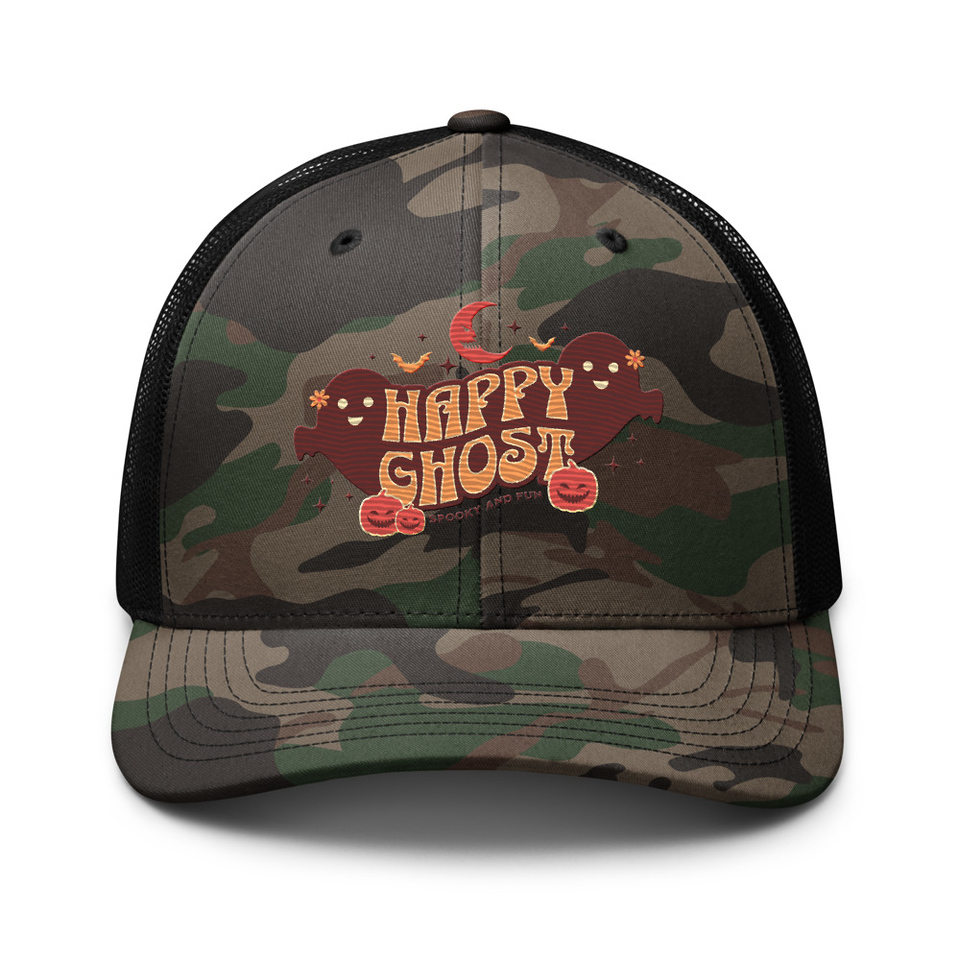 Cute Happy Ghost Camouflage Trucker Hat