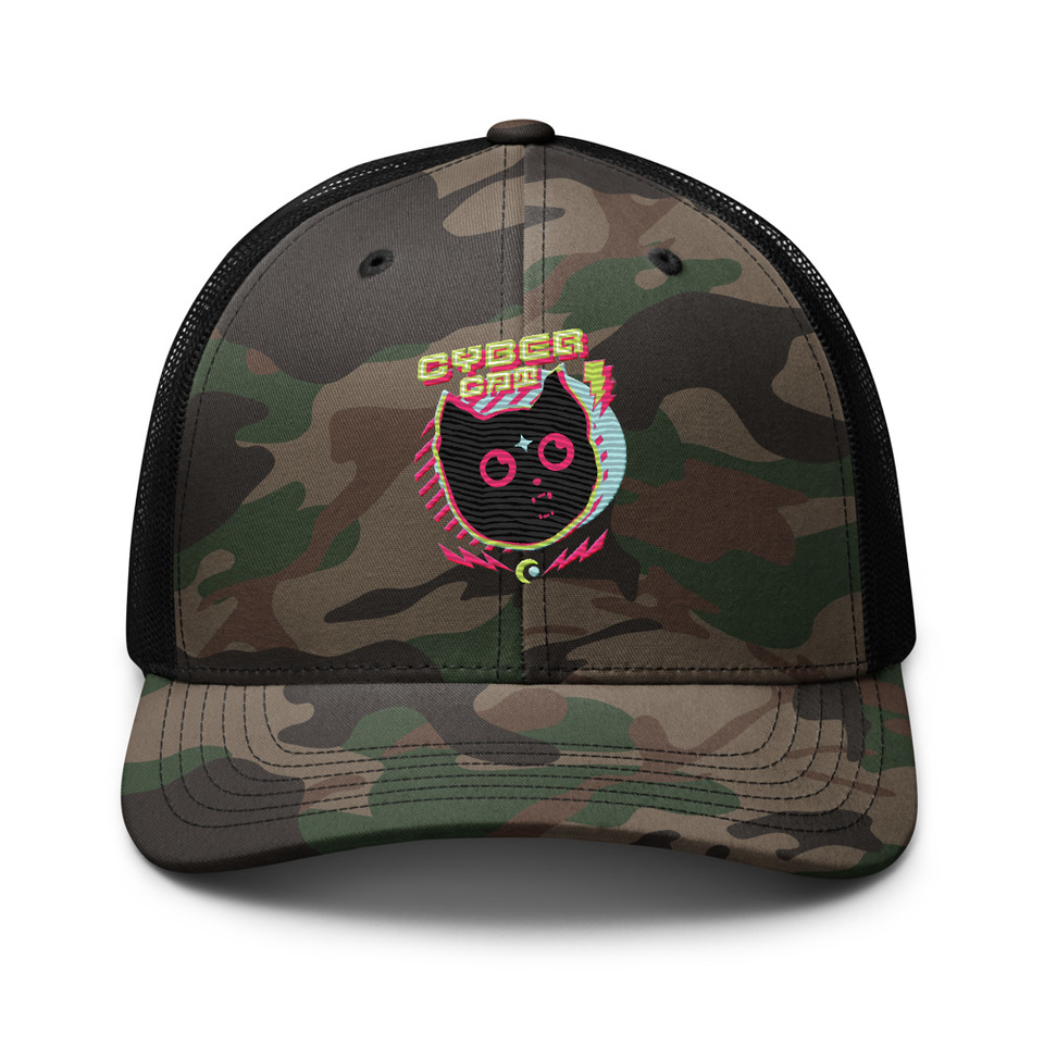Cyber Cat - Neon Color Camouflage Trucker Hat