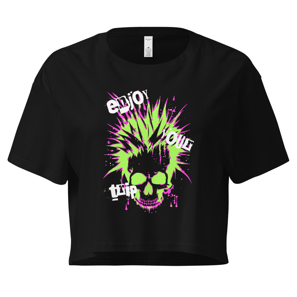 'Enjoy Your Trip' Punk Skull Women's Crop Top
