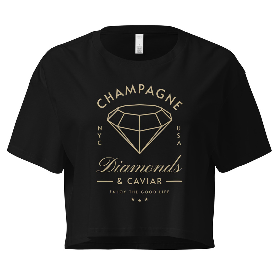 Black Diamonds - Elegant Women's Crop Top