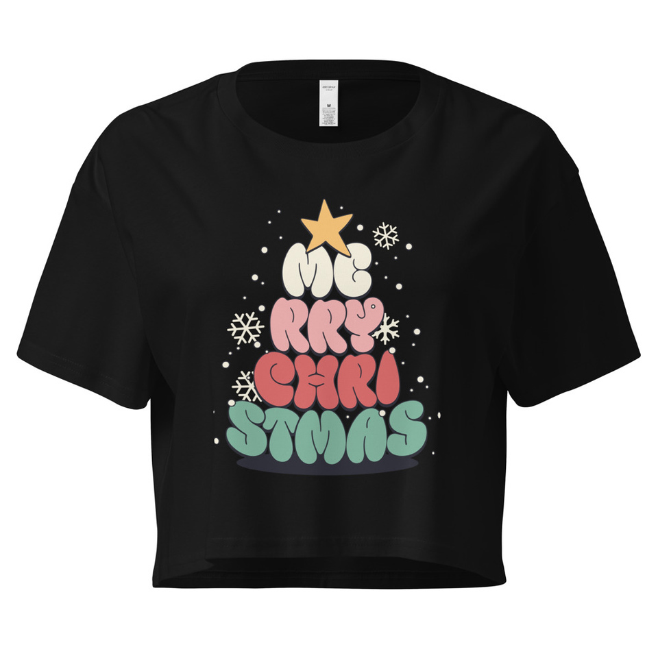 Cartoony Christmas Tree Women's Crop Top